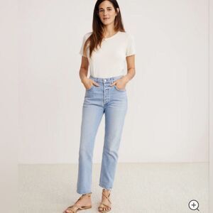 Agolde Riley Crop Light Blue Straight Leg Jeans